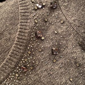 Loft gray long sleeve sweater with beading